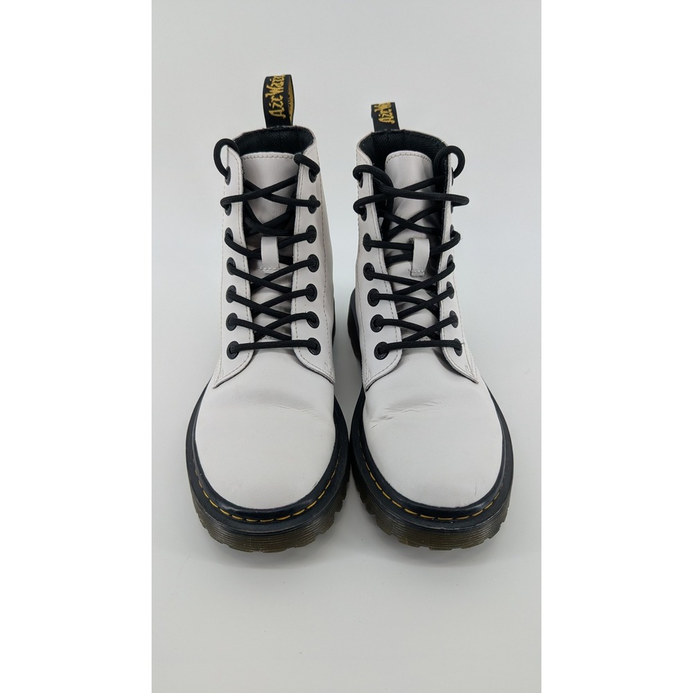 Dr. Martens Luana White Leather Lace Up Combat Boots Womens 6 AW004 SK 09 U